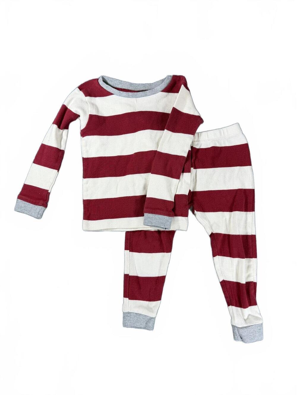 Burt's Bees Baby Pajama Set 2T Red White Stripe Organic Cotton